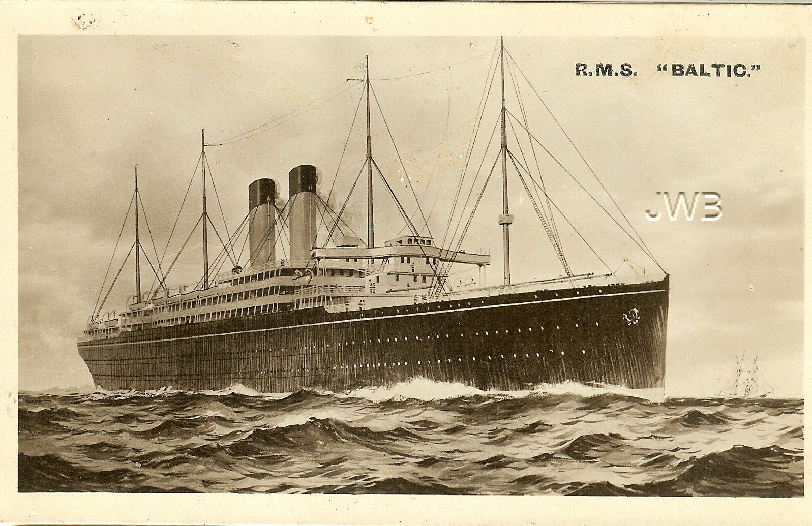 The RMS Baltic, a White Star Line ocean liner, at sea