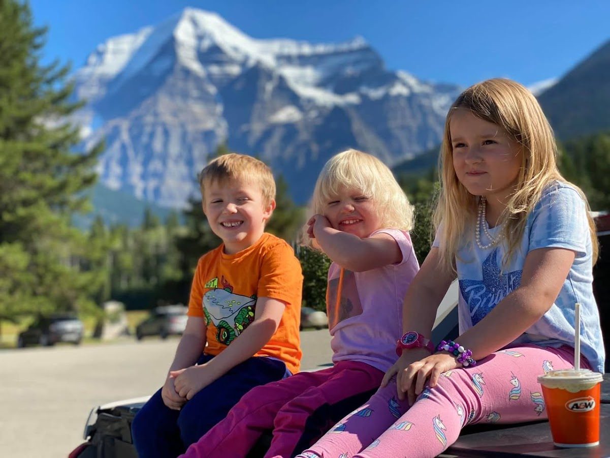 The kids at Mount Robson.