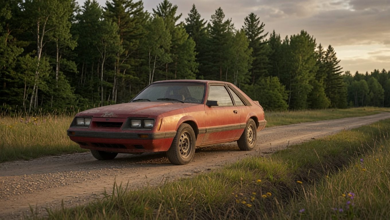 The red 1983 Mustang