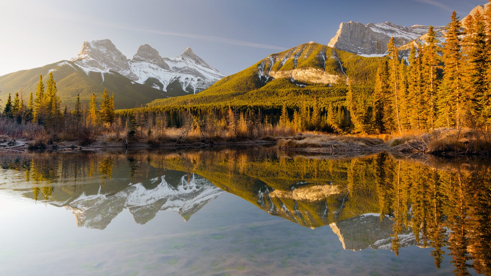 The Three Sisters peaks near Canmore