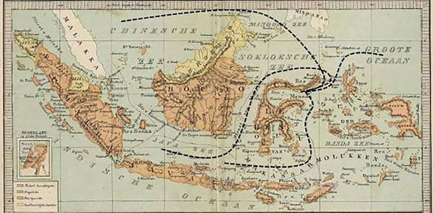 An 1872 map of the Dutch East Indies and its shipping network