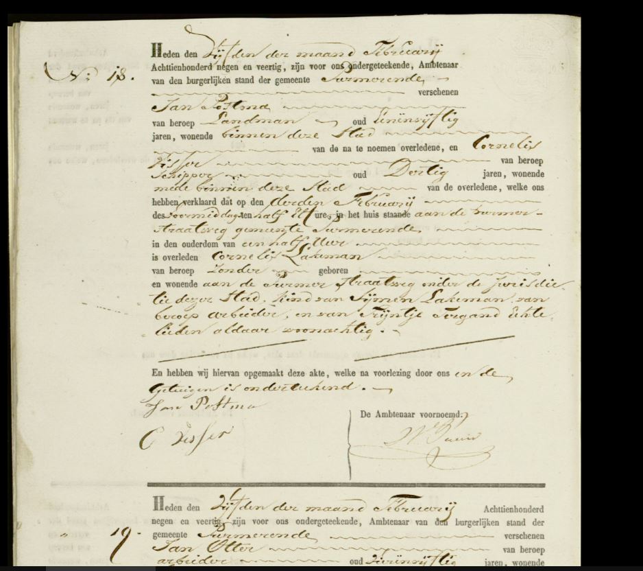 An 1849 civil death register entry from Purmerend