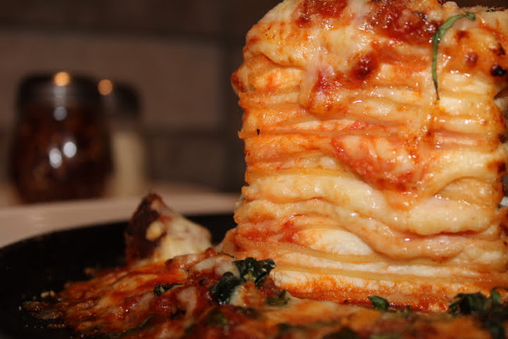 Lasagna, stood upright